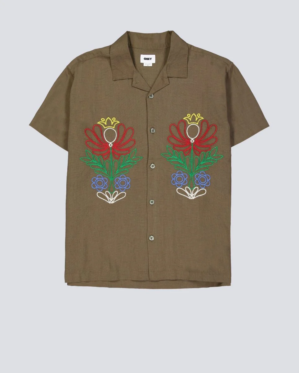 Camisa Obey Perry Marrón Hombre