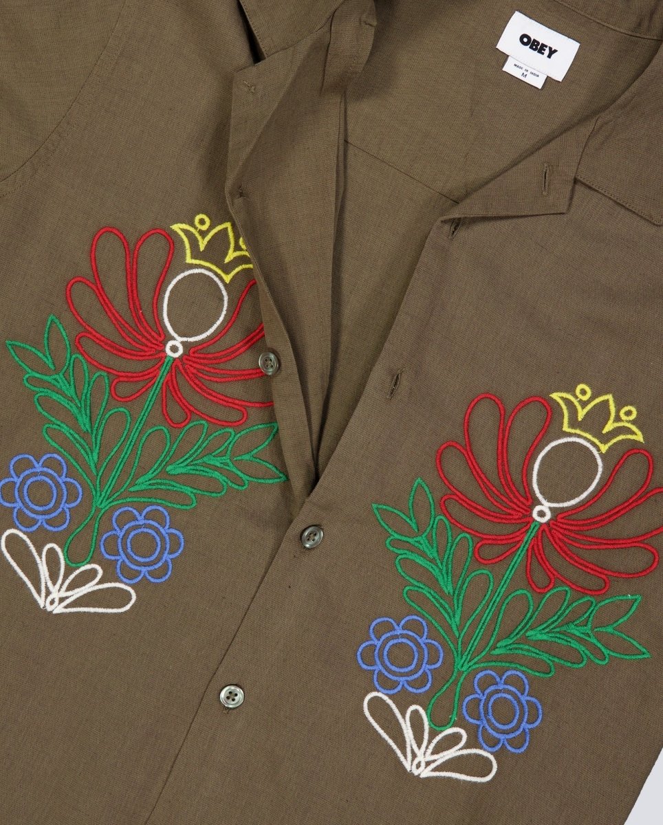 Camisa Obey Perry Marrón Hombre - Image 5