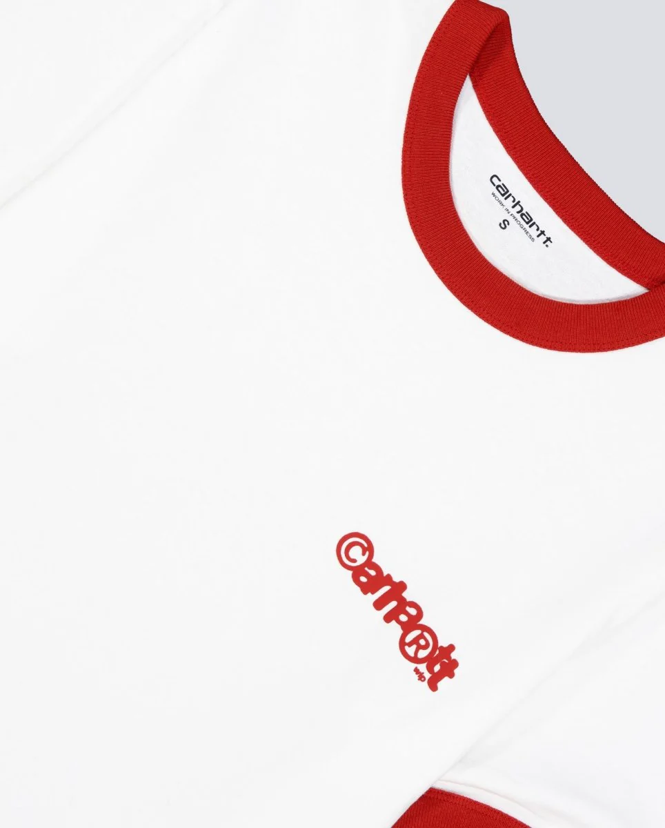 Camiseta Carhartt WIP Ringer IP Blanco Rojo Unisex - Image 4