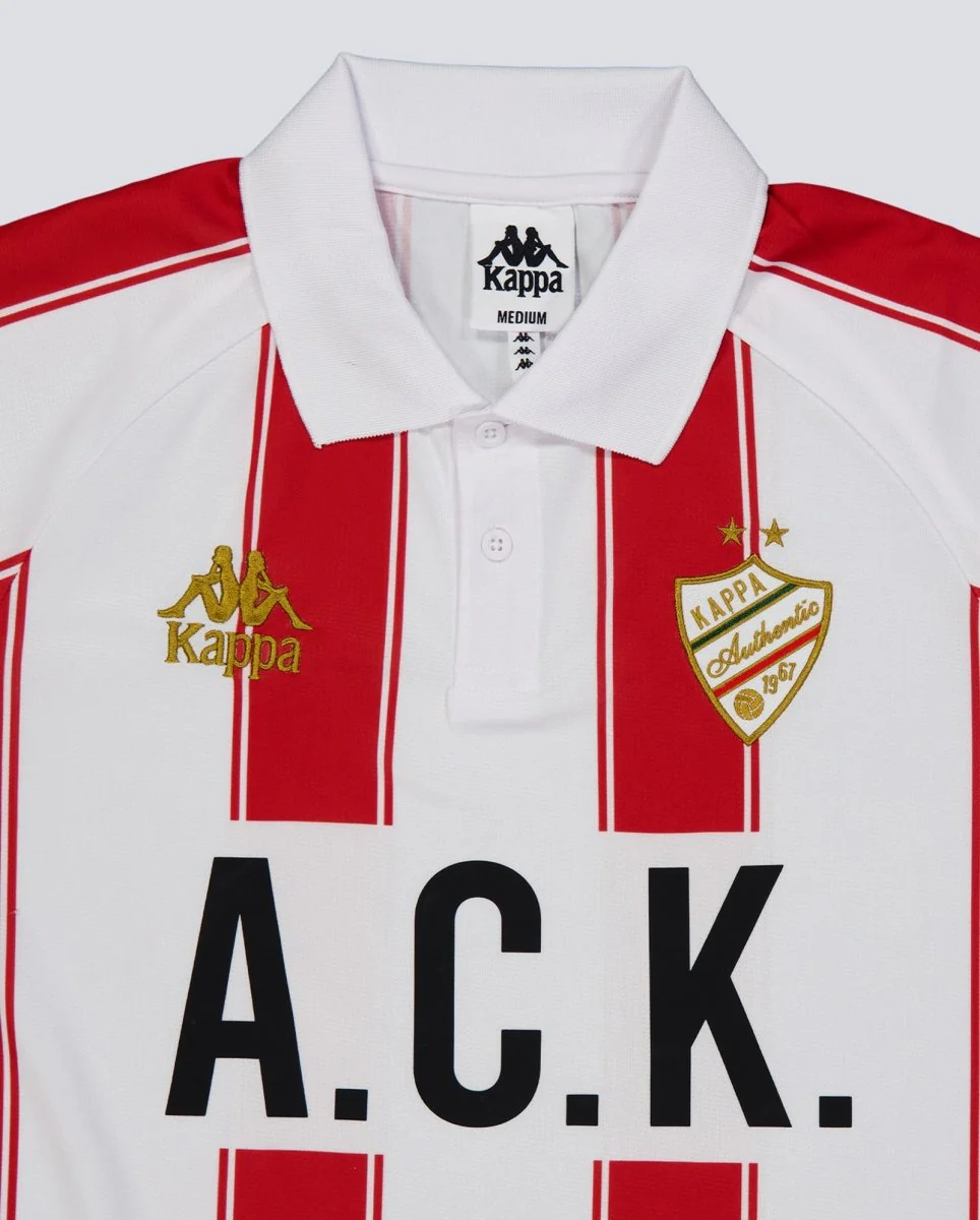 Camiseta Kappa Oden Blanco Rojo Unisex - Image 4