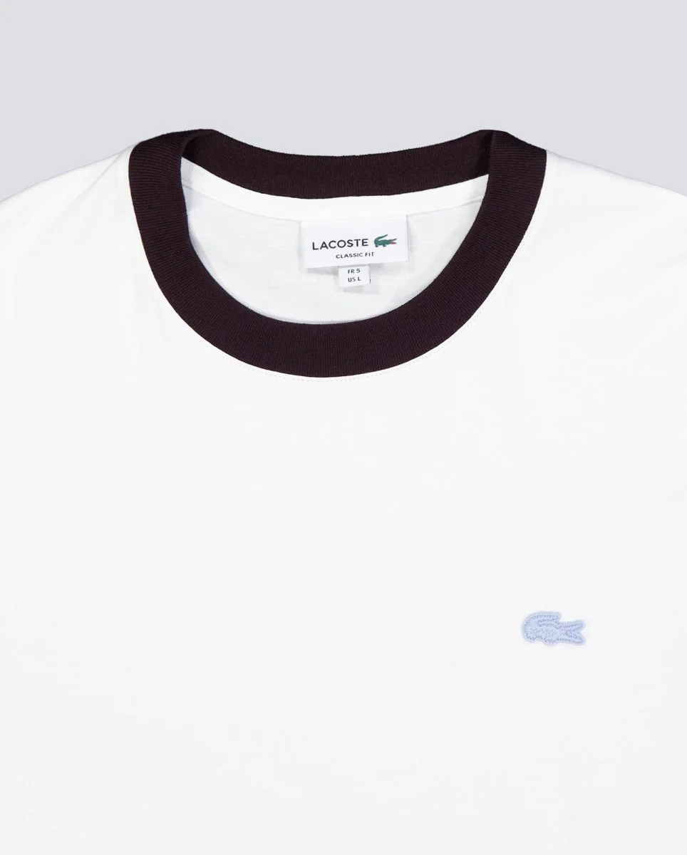 Camiseta Lacoste Cuello Contraste Blanco Unisex - Image 2