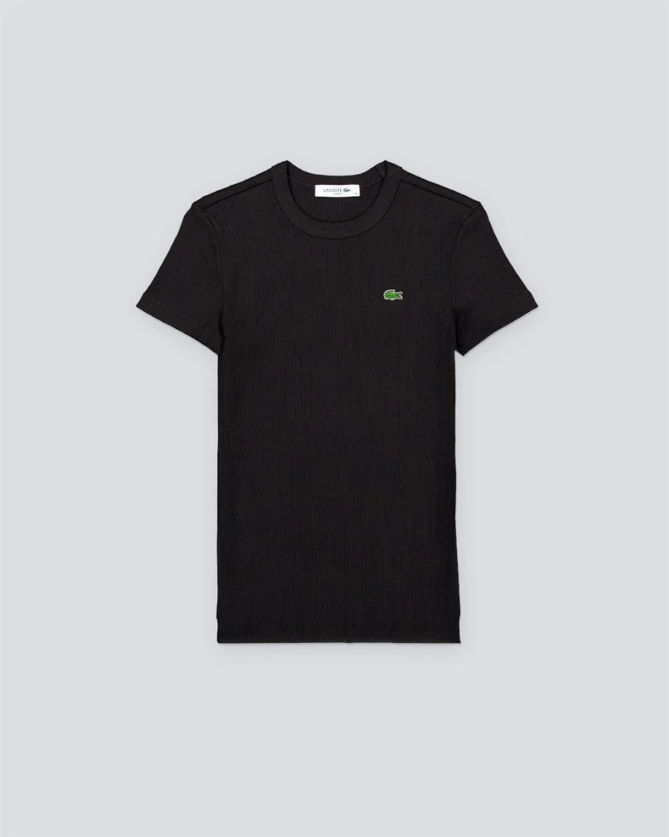 Camiseta Lacoste Slim Fit Cotton Negro Mujer