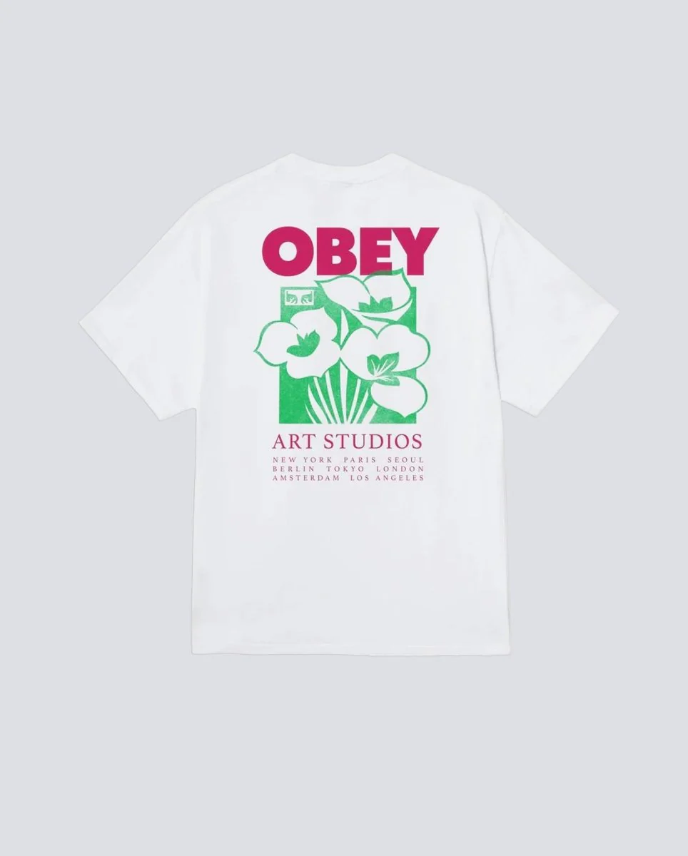 Camiseta Obey Art Studio Flowers Blanco Hombre - Image 2