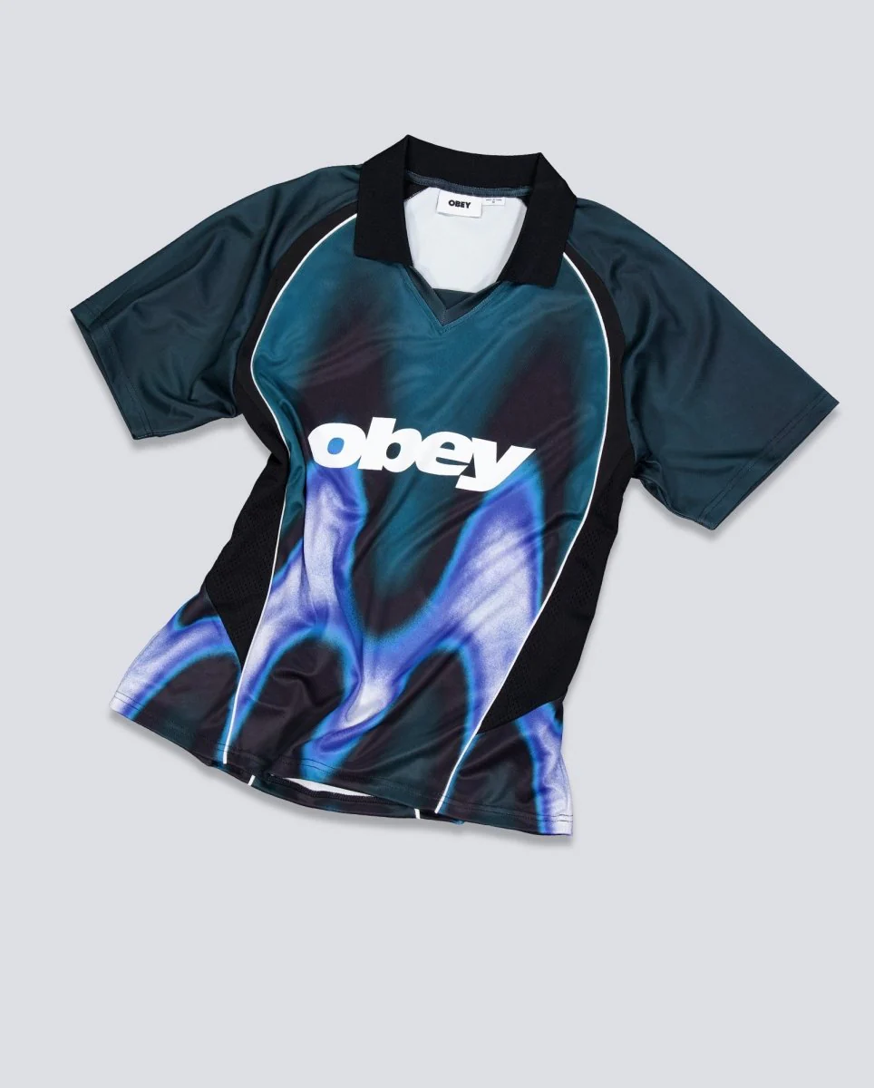 Camiseta Obey Blurred Soccer Jersey Azul Hombre - Image 2