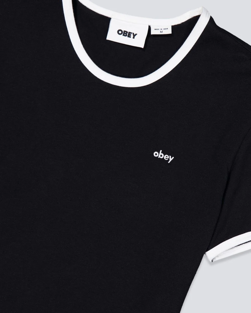 Camiseta Obey Duvall Ringer Negro Mujer - Image 4