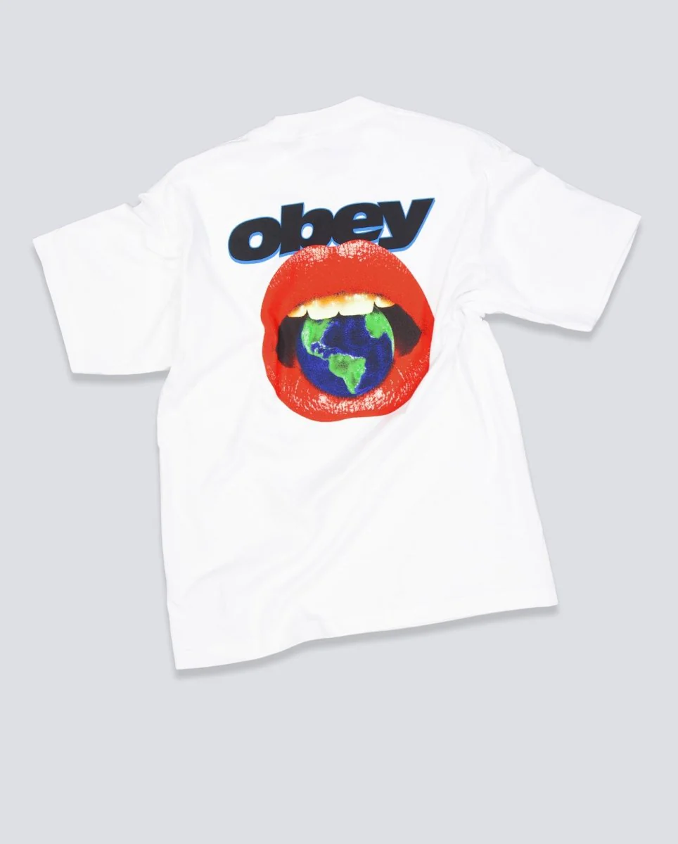 Camiseta Obey Lips Blanco Hombre - Image 2