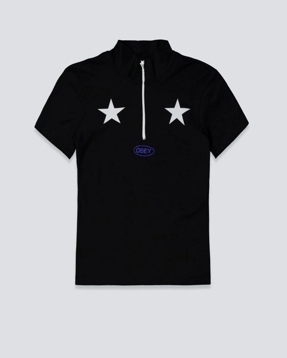 Camiseta Obey Relay Mock Neck Negro Mujer
