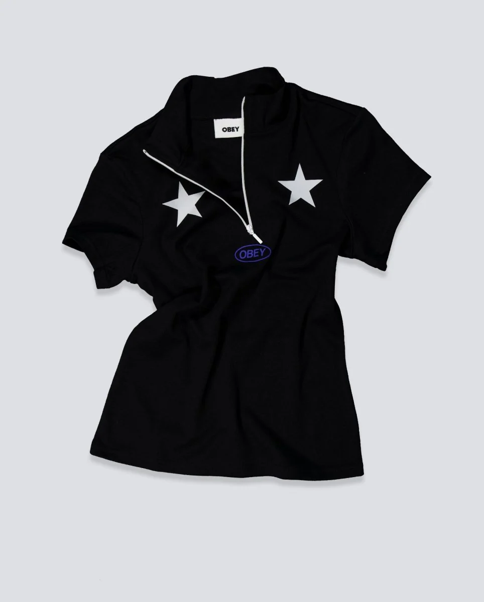 Camiseta Obey Relay Mock Neck Negro Mujer - Image 2