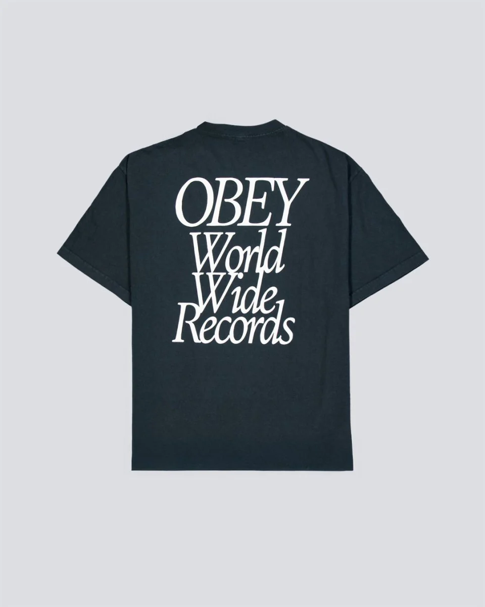 Camiseta Obey Worldwide Records Pigment Negro Unisex - Image 2