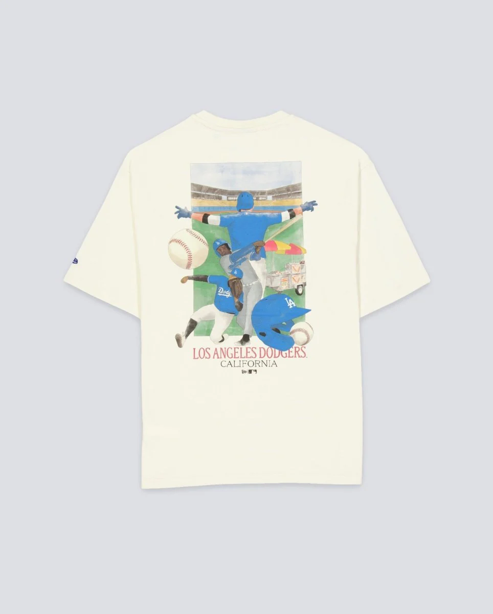 Camiseta Oversized New Era MLB LA Dodgers Beige Unisex - Image 3