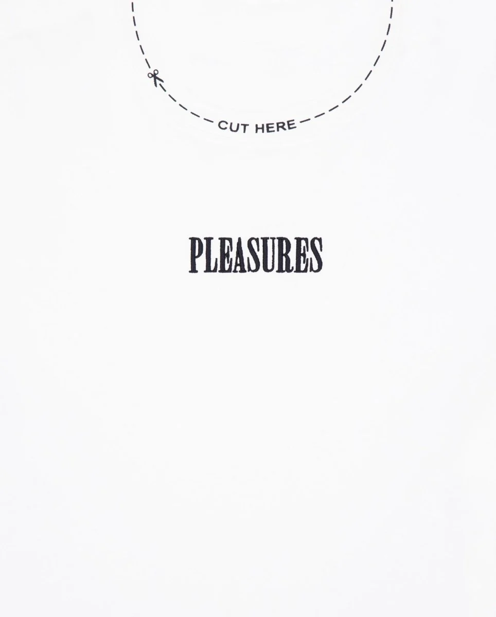 Camiseta Pleasures Cut Here Heavyweight Blanco Unisex - Image 2