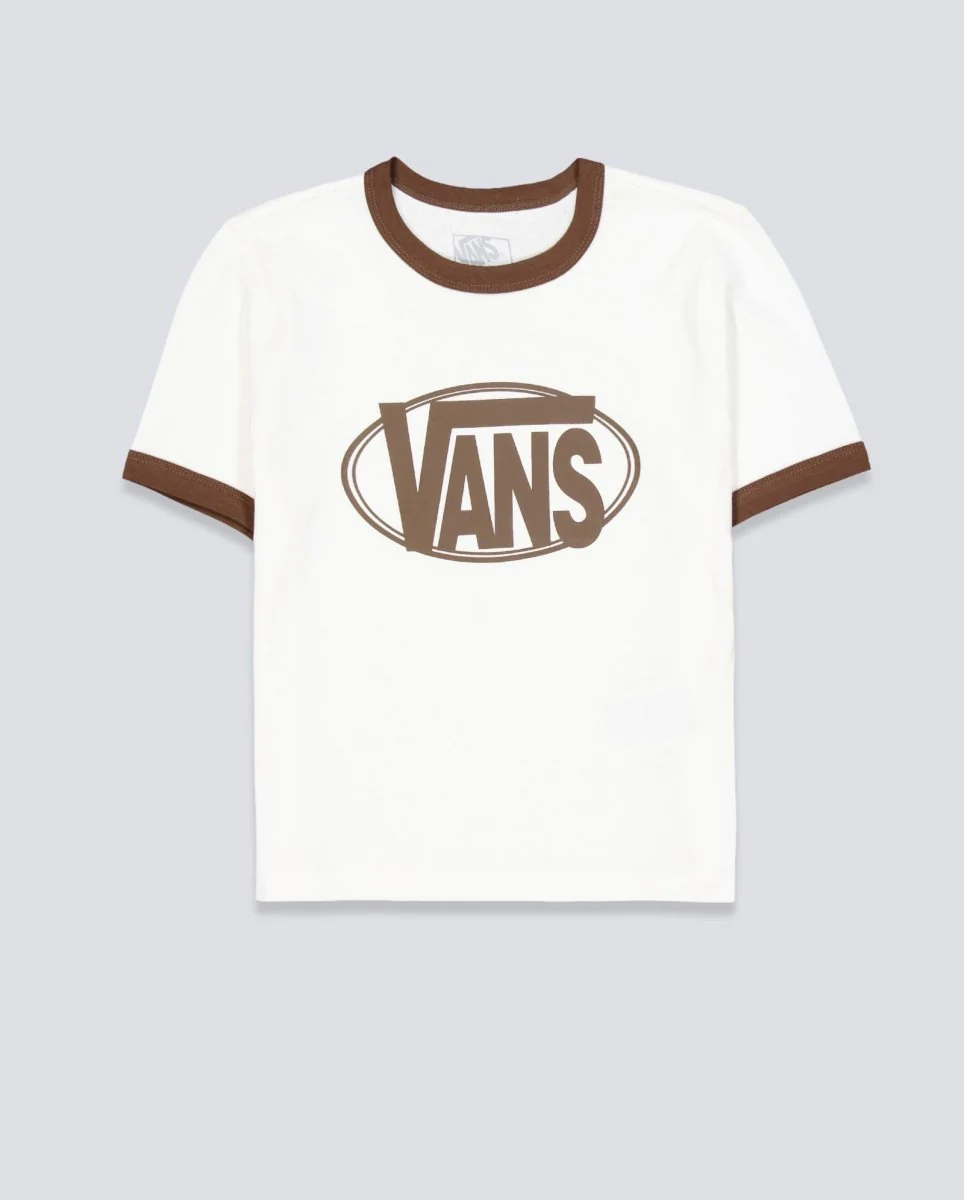 Camiseta Vans Center Chest Ringer Blanco Mujer