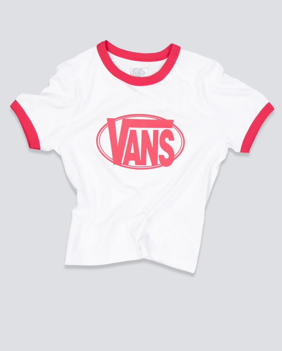 Camiseta Vans Center Chest Ringer Rojo Mujer - Image 2