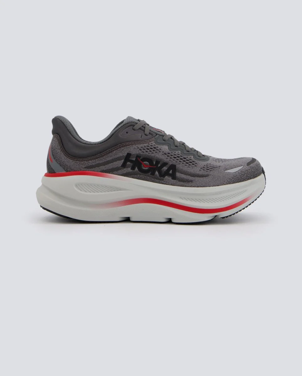 Hoka Bondi 9 Gris Y Rojo Hombre