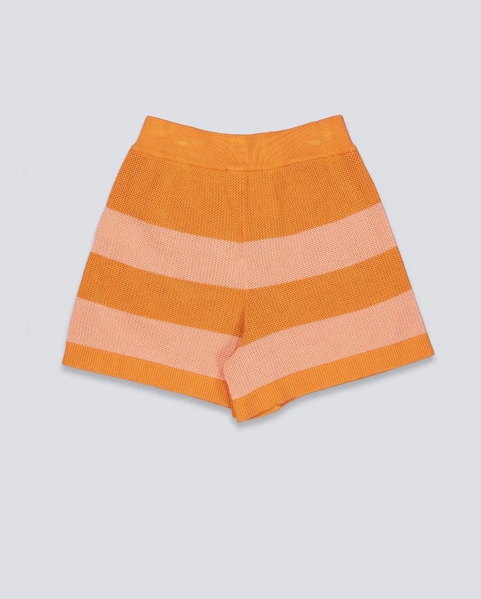Pantalón Corto De Punto Lacoste Rayas Naranja Mujer - Image 3