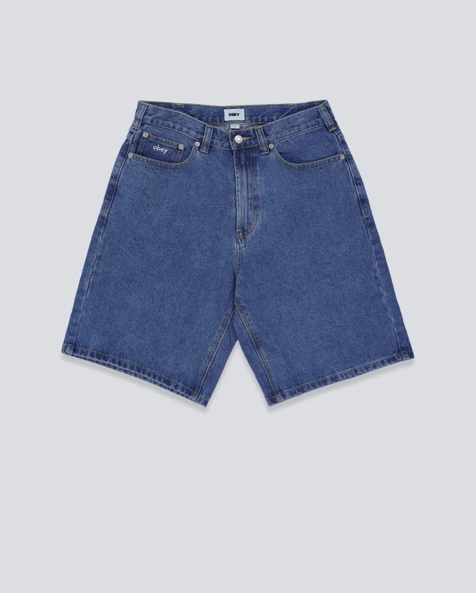 Pantalón Corto Obey Bigwig Baggy Denim Azul Hombre
