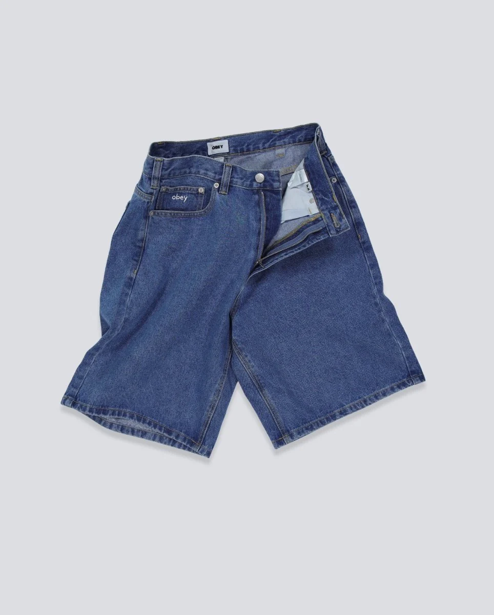 Pantalón Corto Obey Bigwig Baggy Denim Azul Hombre - Image 3