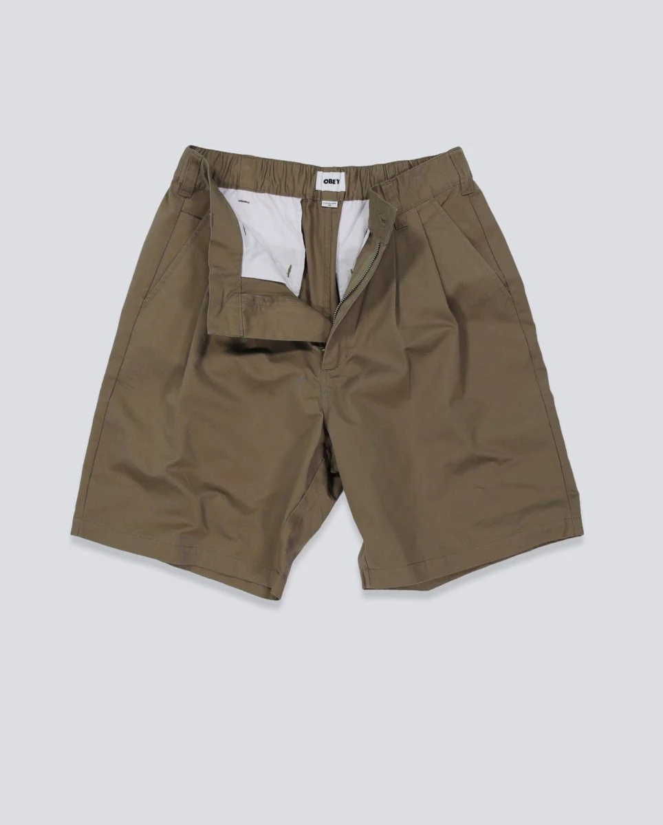 Pantalón Corto Obey Foster Pleated Verde Hombre - Image 2