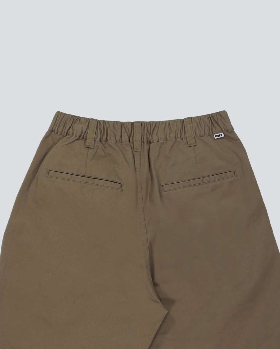 Pantalón Corto Obey Foster Pleated Verde Hombre - Image 5