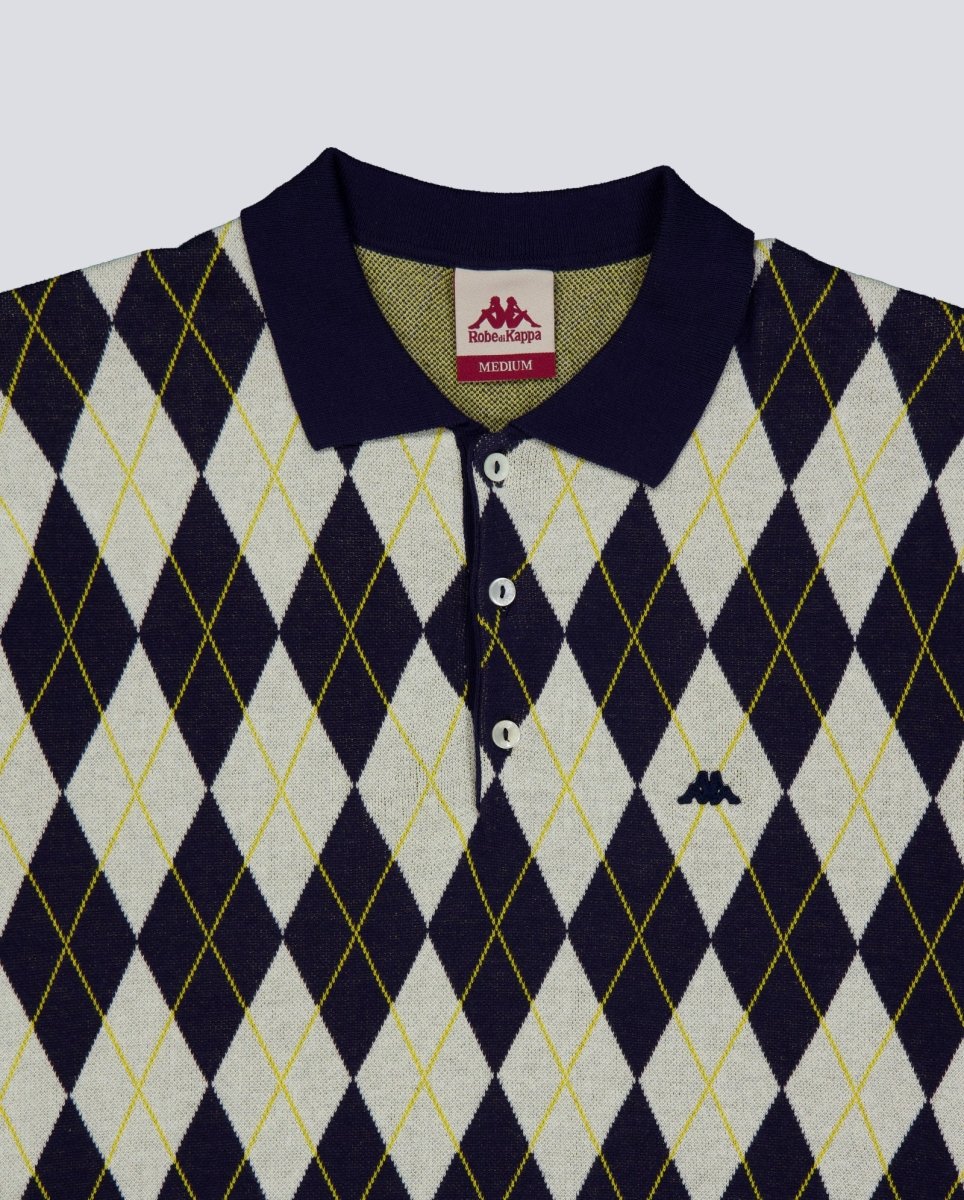 Polo Kappa Robe Giovani Argyll Azul Y Beige Unisex - Image 2