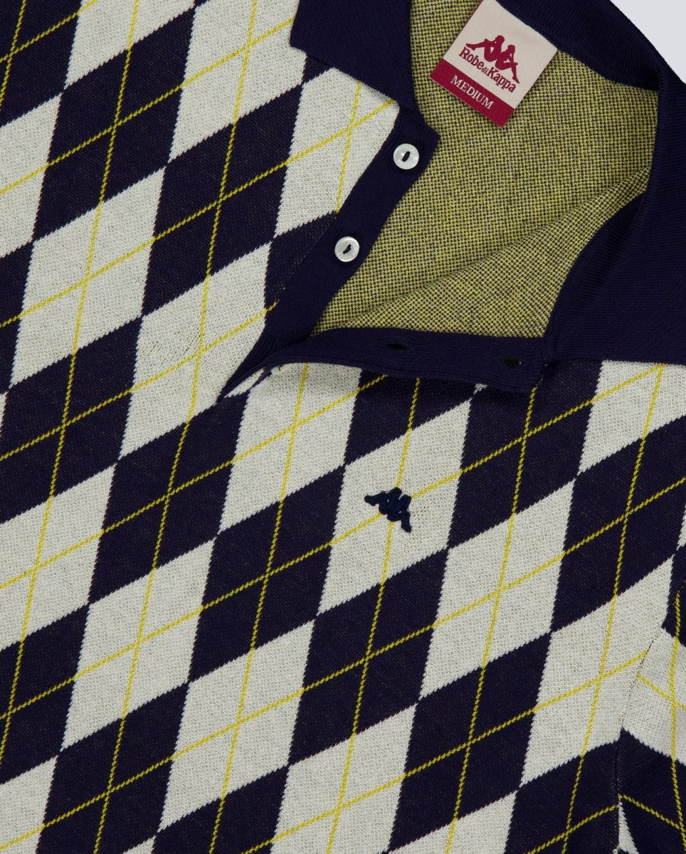 Polo Kappa Robe Giovani Argyll Azul Y Beige Unisex - Image 3