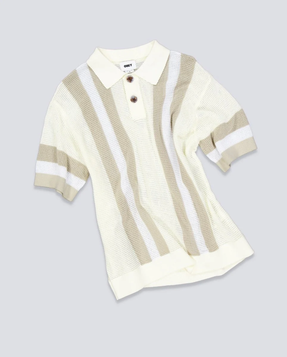 Polo Obey Seth Blanco Y Beige Hombre - Image 3