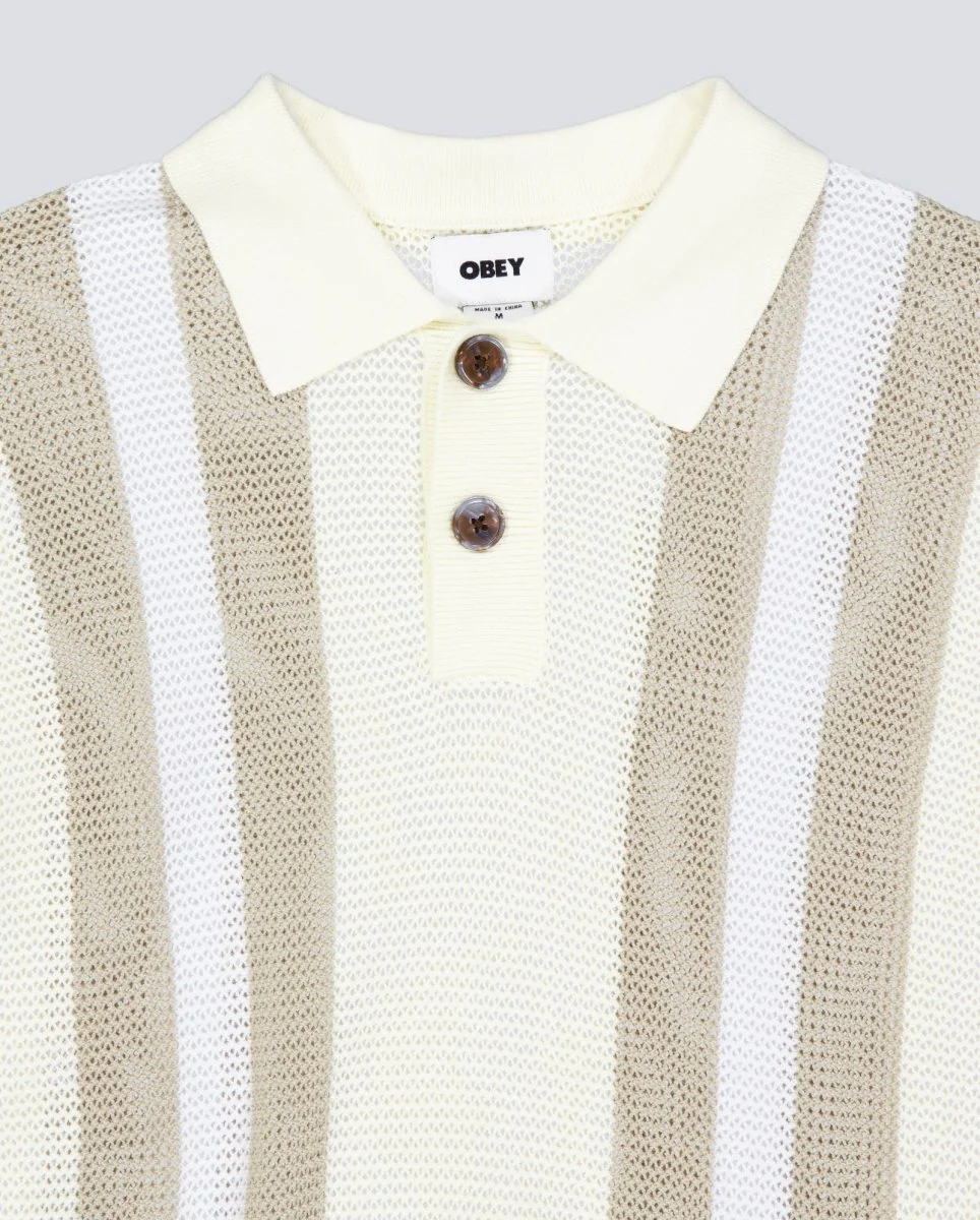 Polo Obey Seth Blanco Y Beige Hombre - Image 4