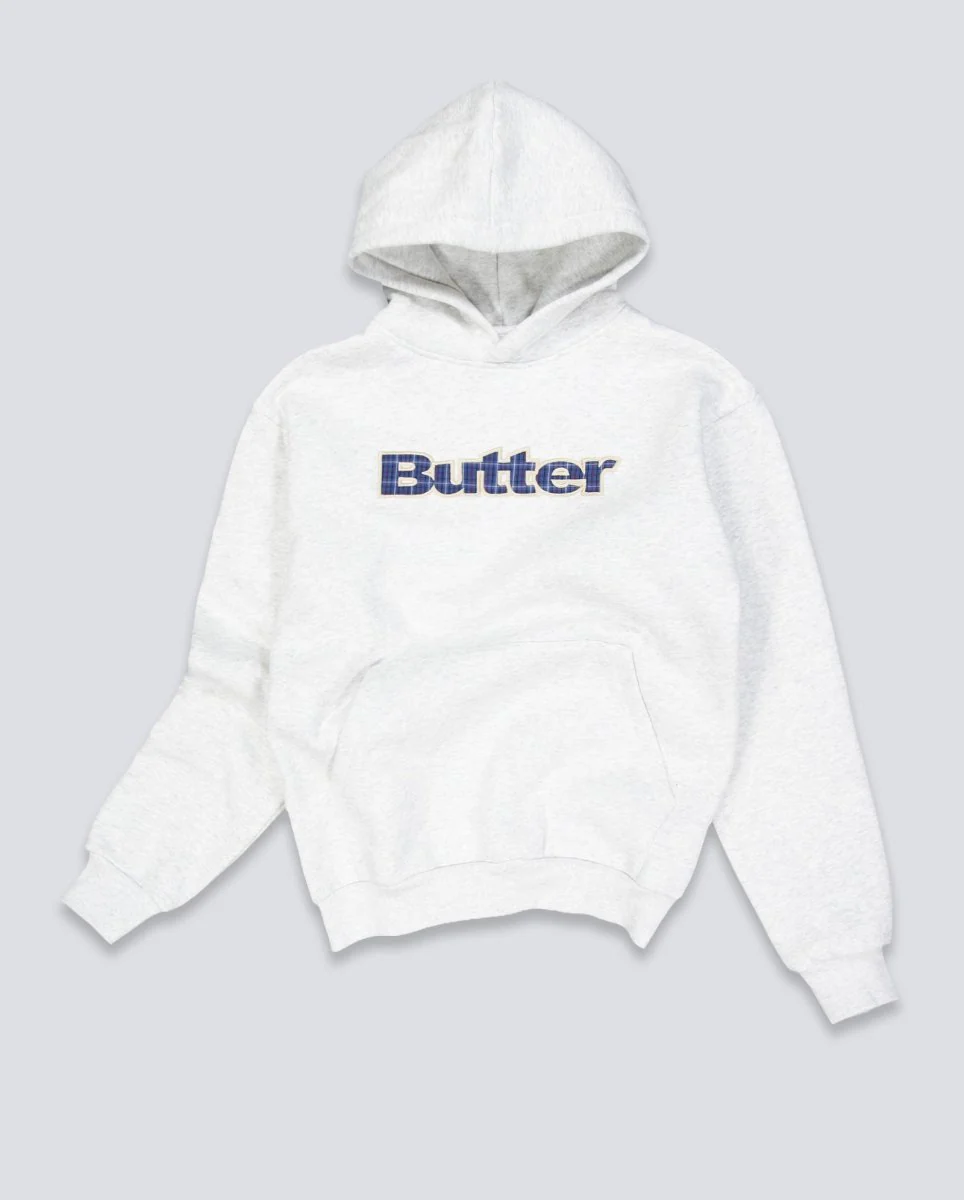 Sudadera Butter Goods Plaid Aplique Logo Gris Unisex - Image 2