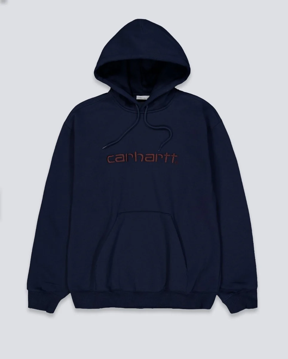 Sudadera Carhartt WIP Logo Marrón Con Capucha Azul Hombre