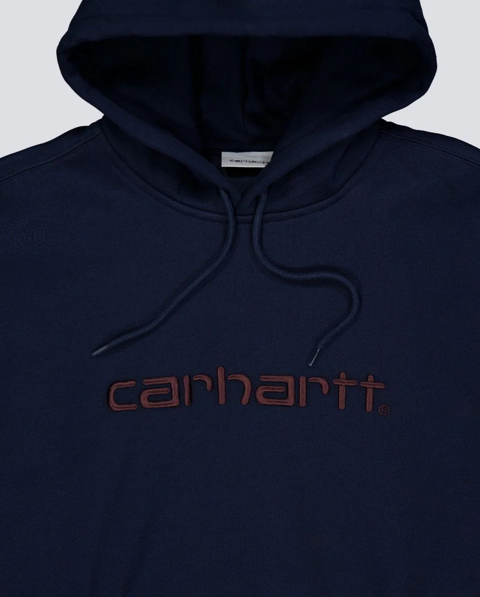 Sudadera Carhartt WIP Logo Marrón Con Capucha Azul Hombre - Image 2