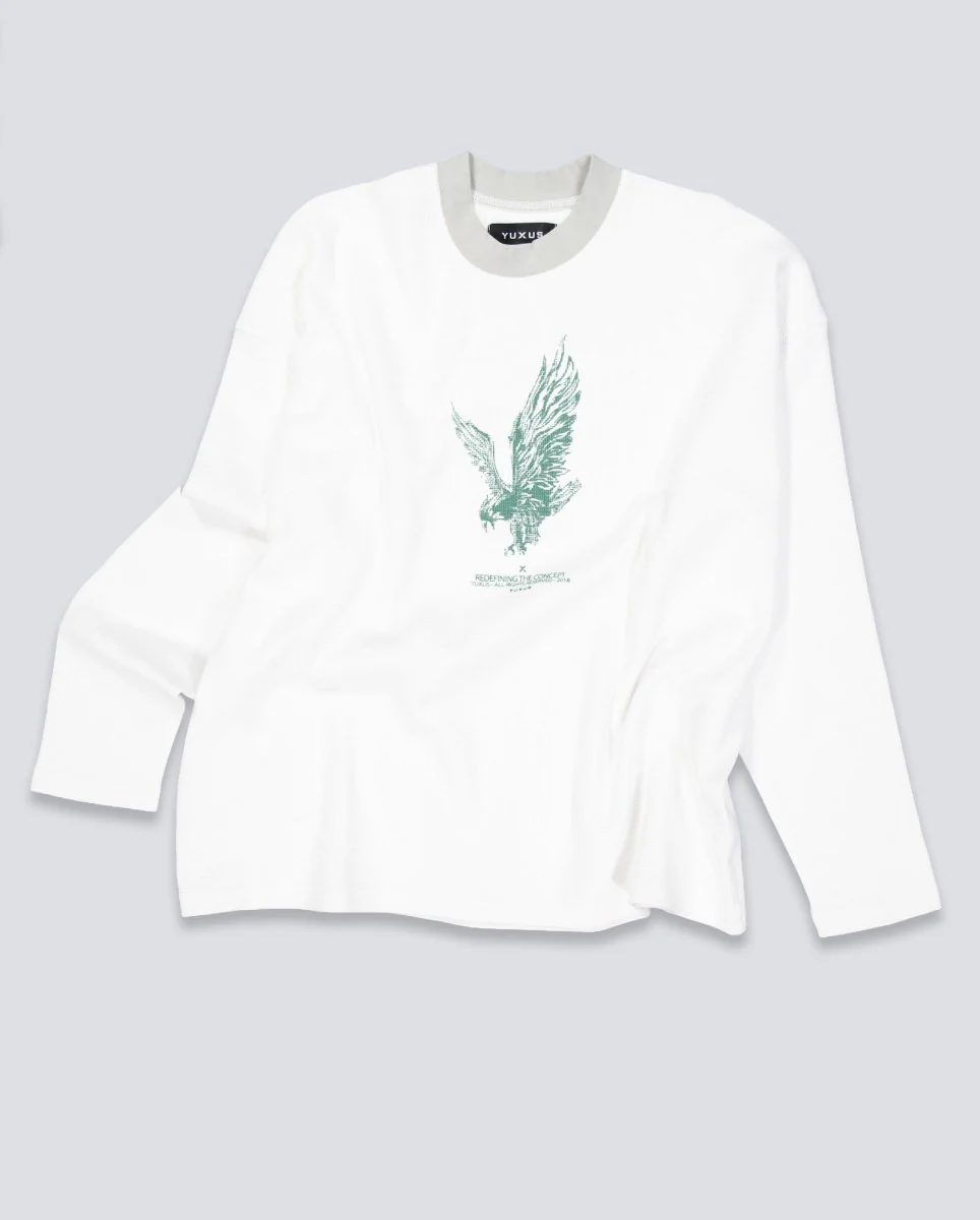 Sudadera Yuxus White Cronos Waffle Lonsleeve Blanco Unisex - Image 2