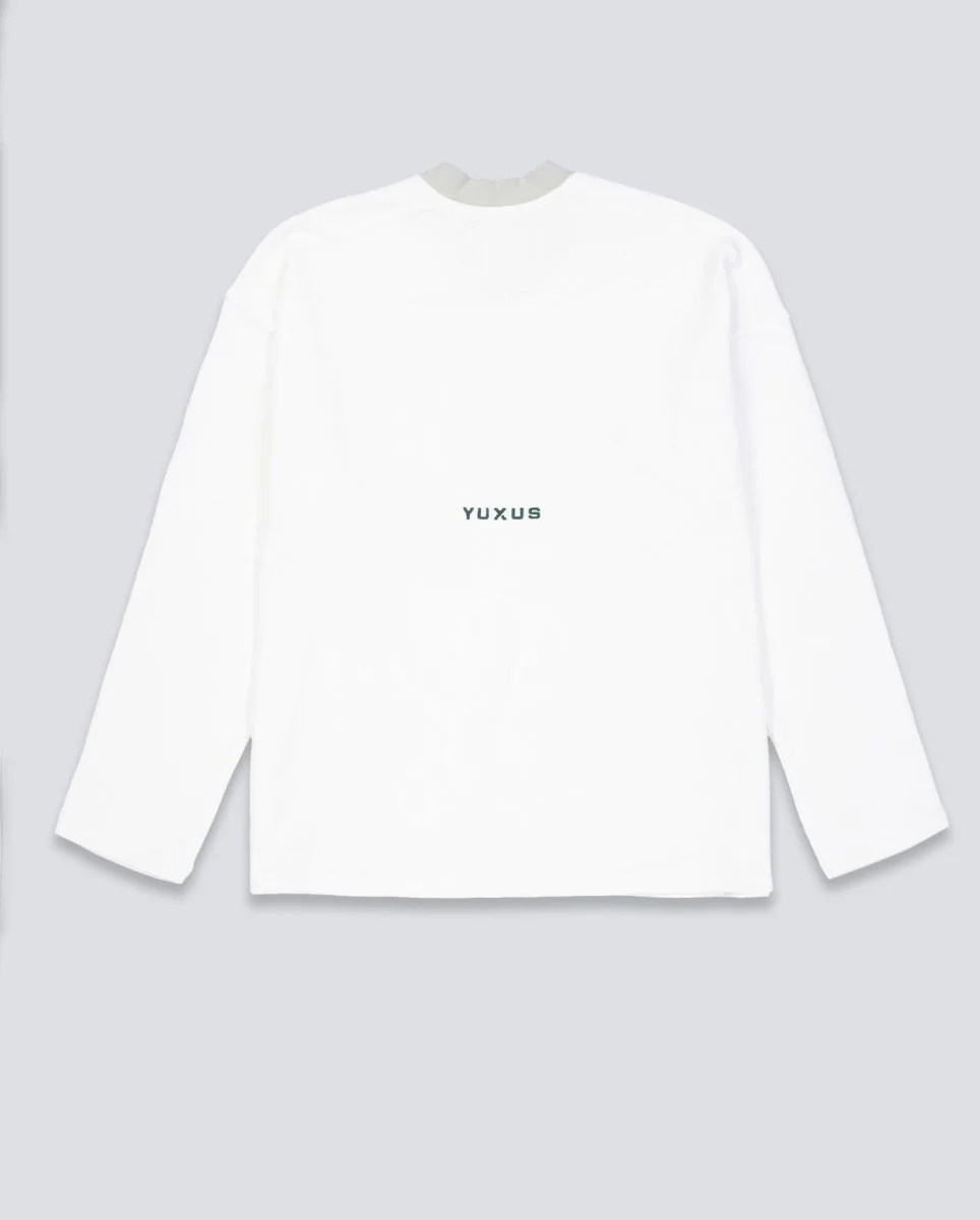 Sudadera Yuxus White Cronos Waffle Lonsleeve Blanco Unisex - Image 4