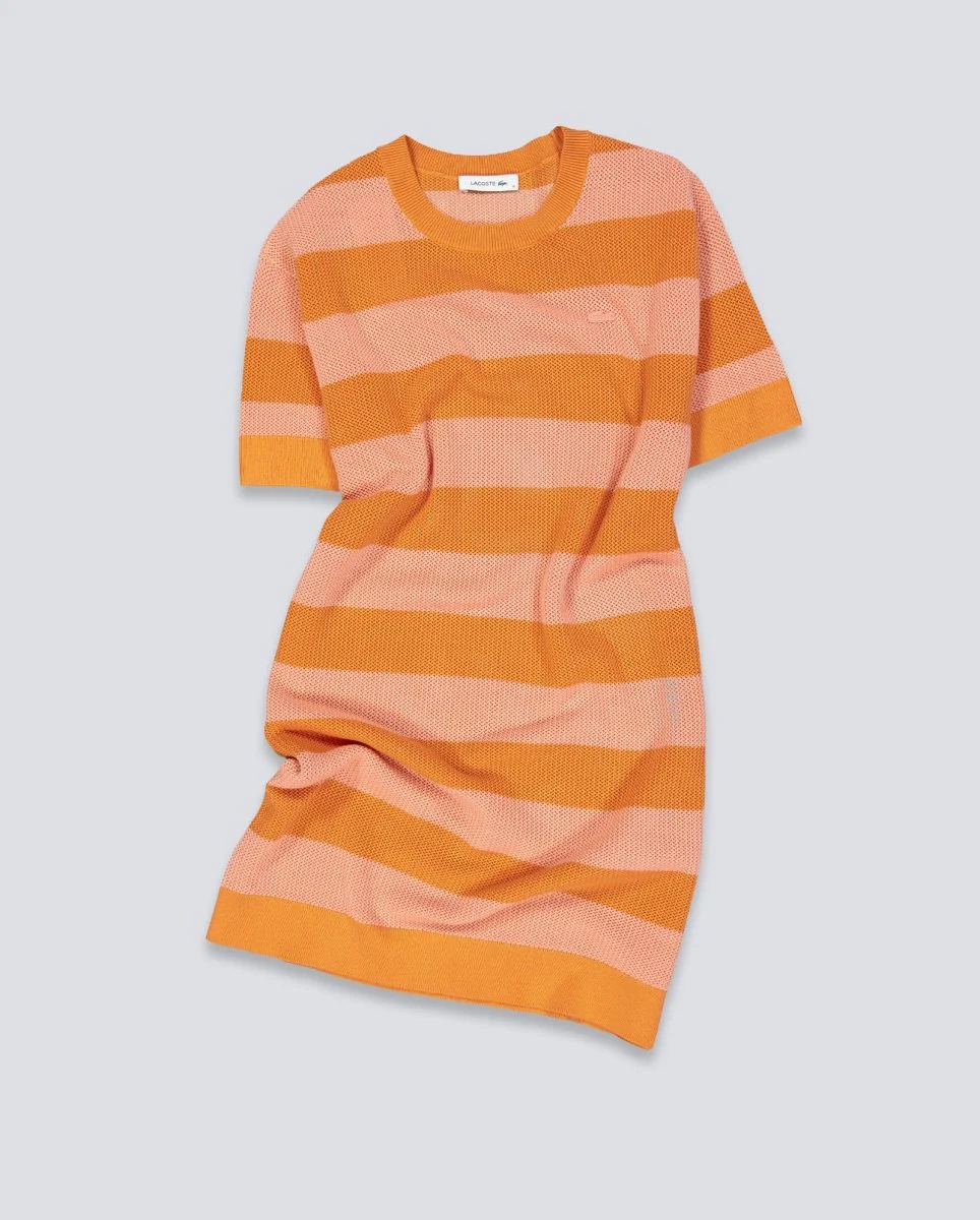 Vestido De Punto Lacoste Rayas Naranja Mujer - Image 2