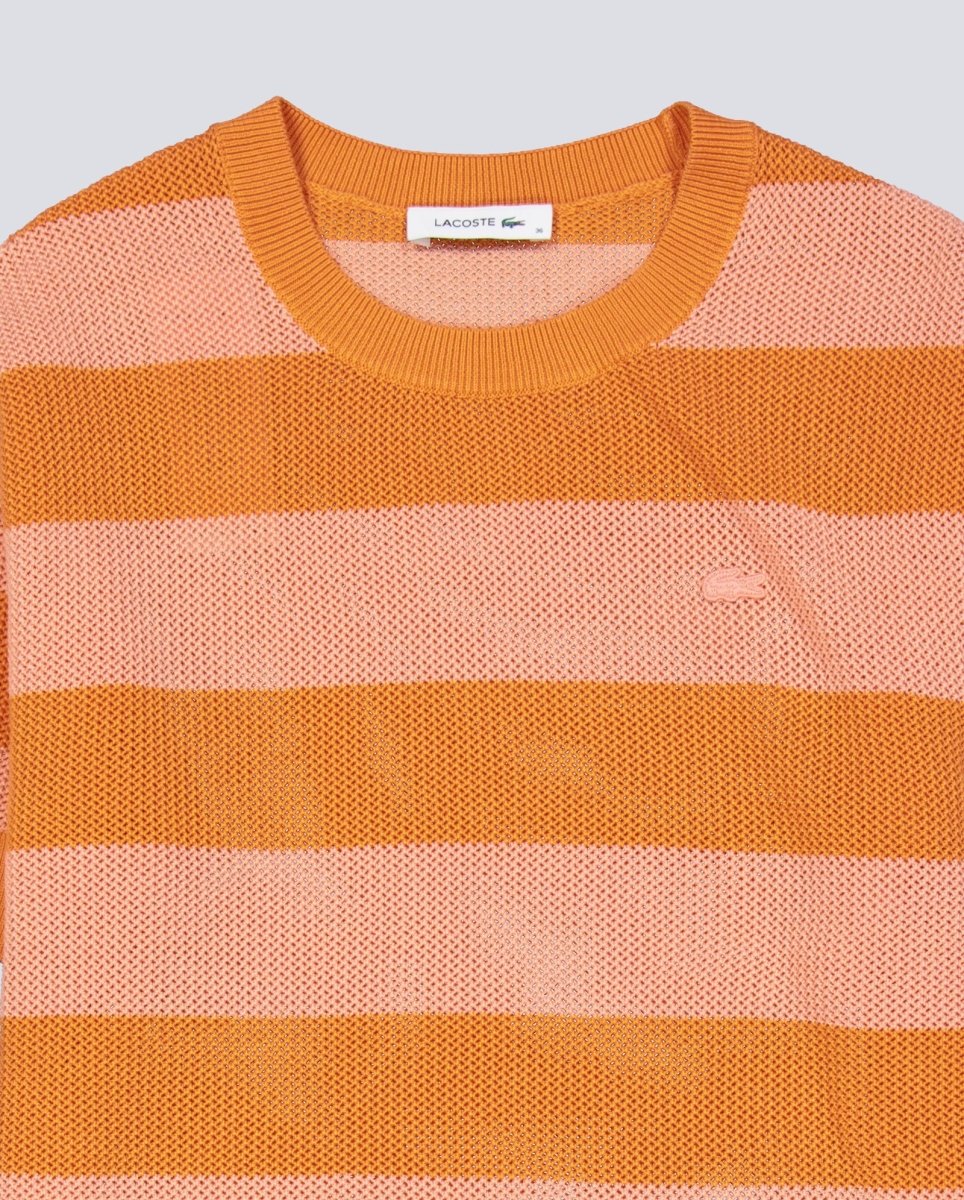 Vestido De Punto Lacoste Rayas Naranja Mujer - Image 4